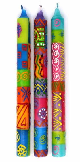 Set of Three Boxed Tall Hand-Painted Candles - Shahida Design - Nobunto