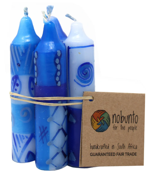 Hand-Painted 4" Dinner or Shabbat Candles, Set of 4 (Feruzi Design)