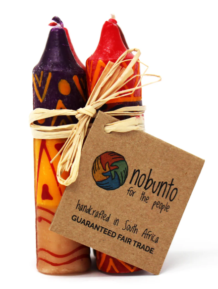 Hand-Painted 4" Dinner or Shabbat Candles, Set of 4 (Indabuko Design)