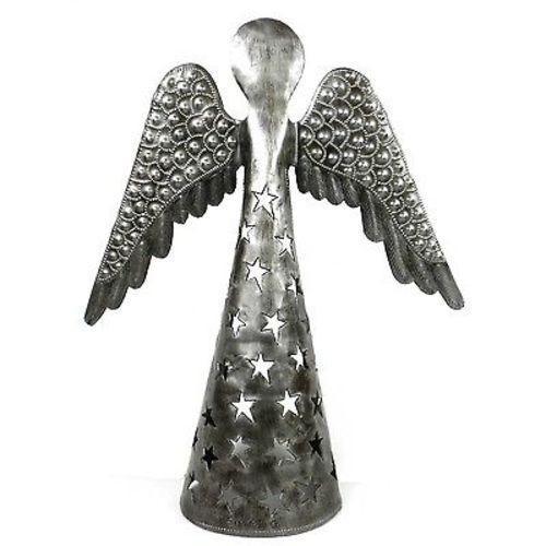 14-inch Metalwork Angel - Wings Down Handmade and Fair Trade