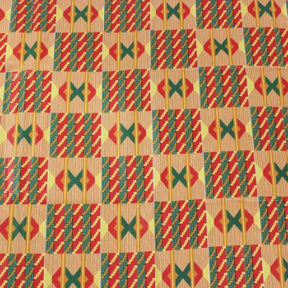 Native pattern, 12-yard bolts. Gold, green, red