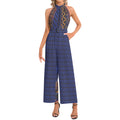 JUMPSUIT - Halter Neck Buckle Belted Design Blue Kente 08196