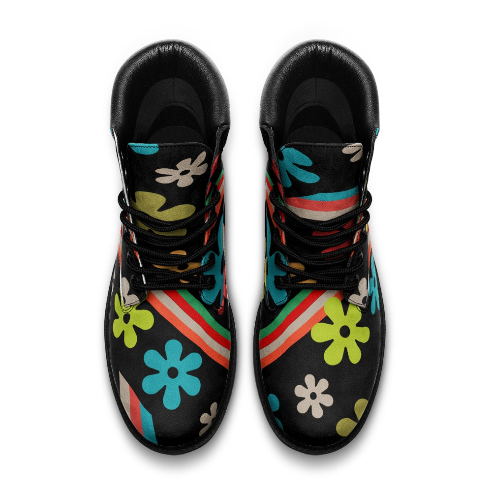 BOOTS Faux Leather Lightweight Boots Yeah Baby on Black