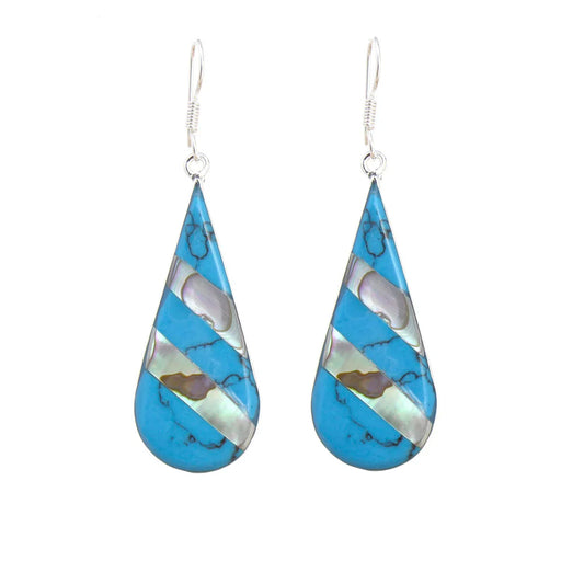Earrings, Abalone & Turquoise Striped Teardrop Earrings
