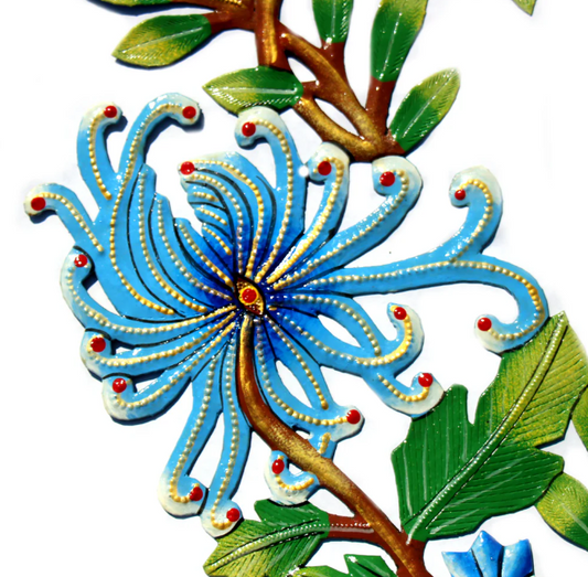 Decor, Blue Bird Door Wreath Haitian Metal Drum Wall Art - Haitian Artisans