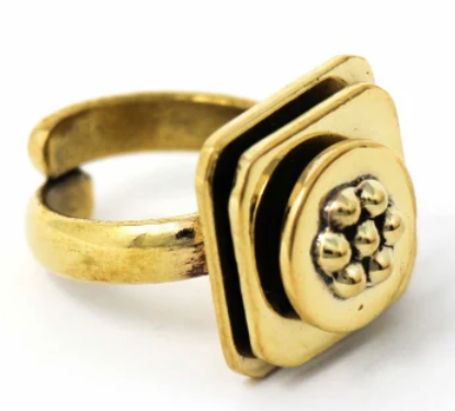 Ring, Floral Abstract Adjustable Brass Ring