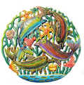 Decor, Coastal Playful Dolphins Haitian Metal Drum Wall Art - Haitian Artisans