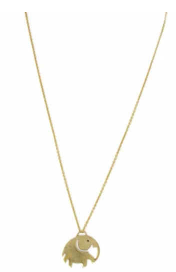 Necklace, Elephant Pendant Brass Necklace