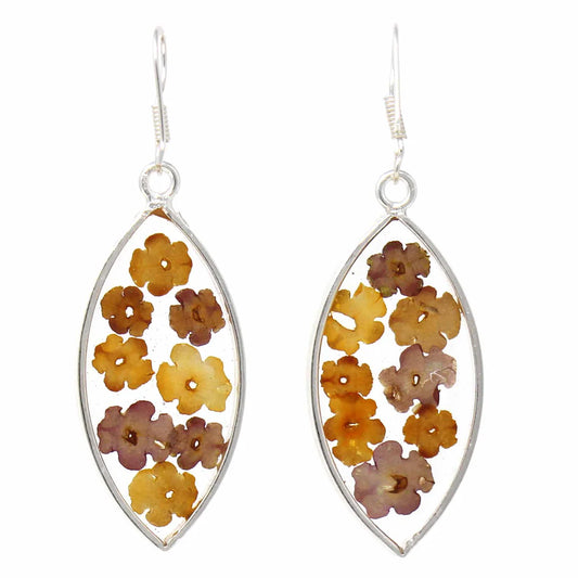 Earrings, Flowers in Resin Ellipse Earrings