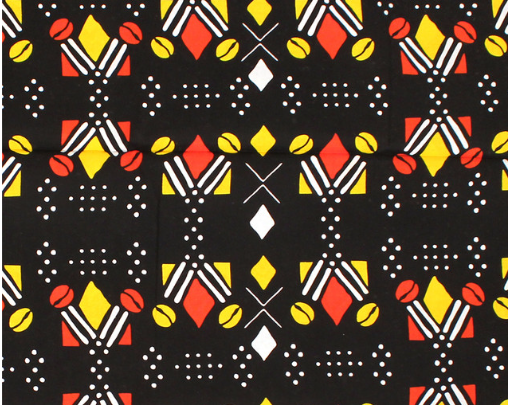 Fabric Bolts - Black, Yellow, Red Shield with Yellow Shells + Red, Yellow, Green - 6 Yards