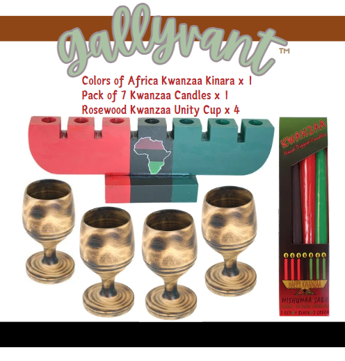 Kwanzaa Celebration Set - Kinara, Candles, Cups