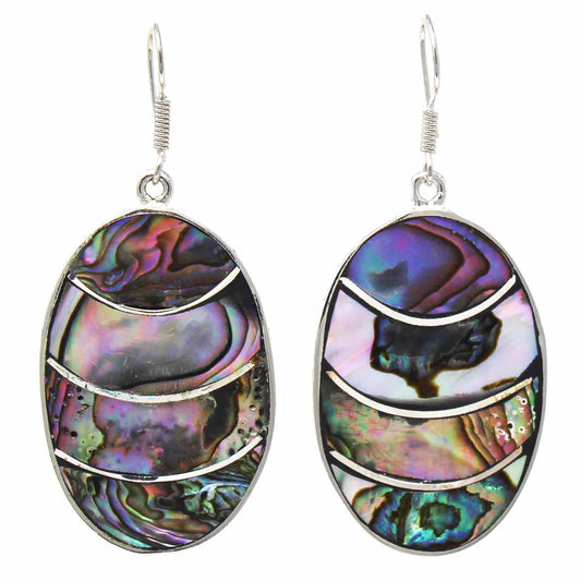Earrings, Banded Abalone Oval Earrings