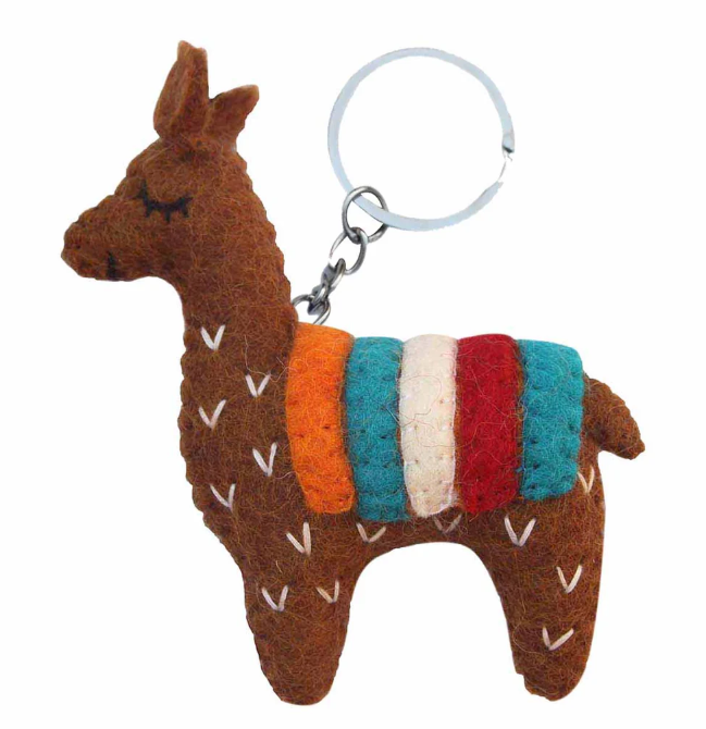 Keychain, Brown Llama Keychain by Global Groove