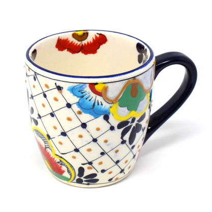 Rounded Mugs - Dots and Flowers, Set of Two - Encantada