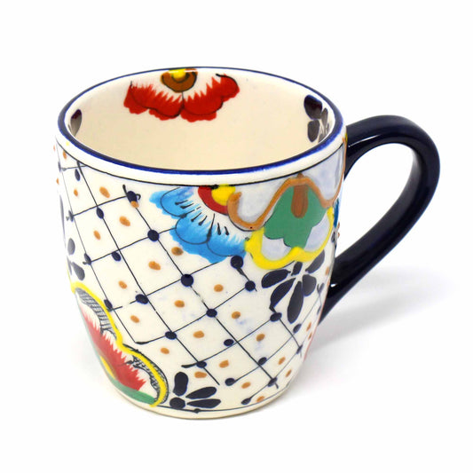 Rounded Mugs - Dots and Flowers, Set of Two - Encantada