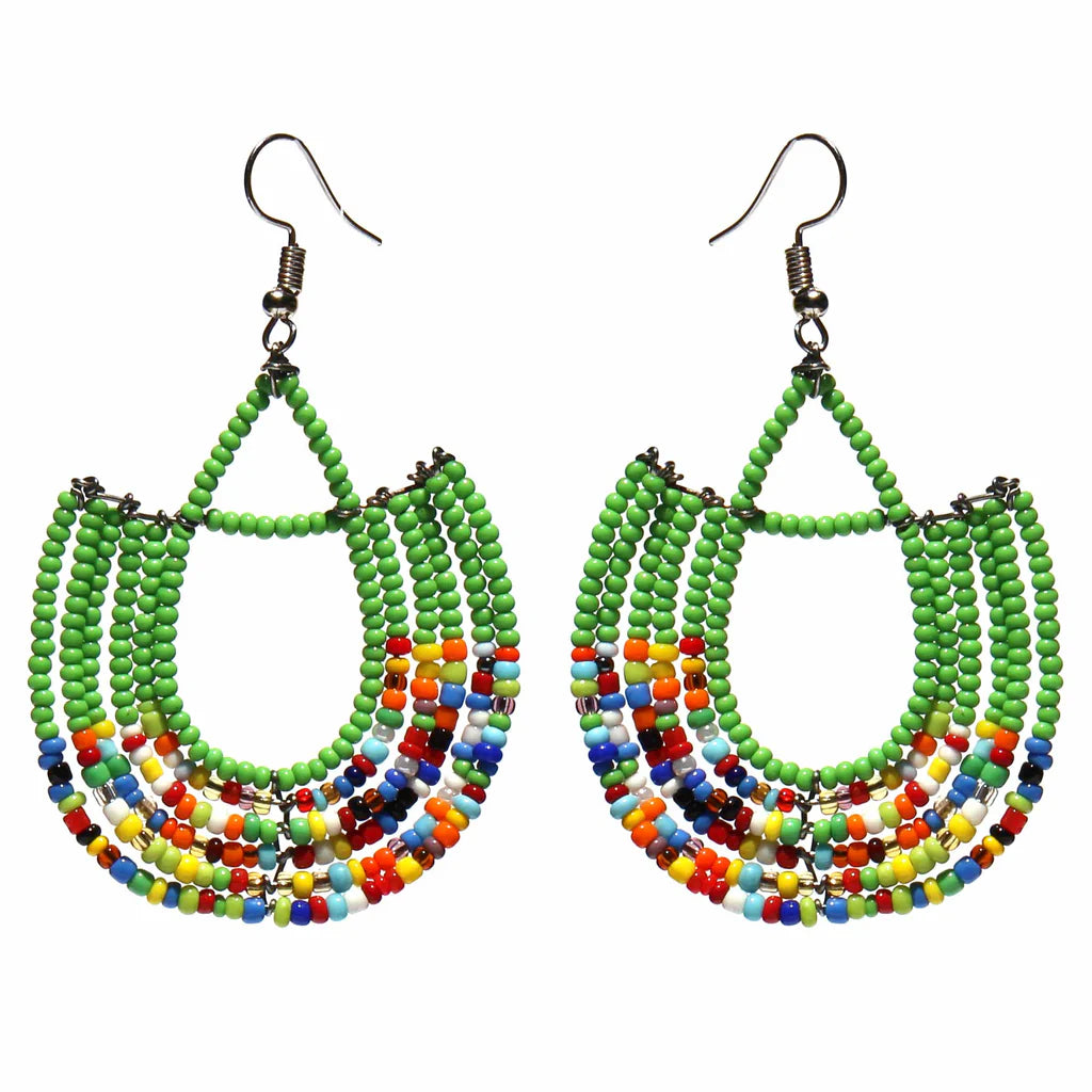 Earrings, Maasai Bead Basket Dangle Earrings