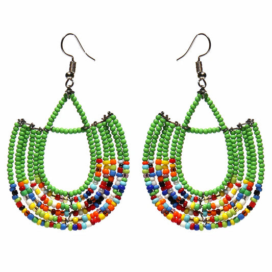 Earrings, Maasai Bead Basket Dangle Earrings