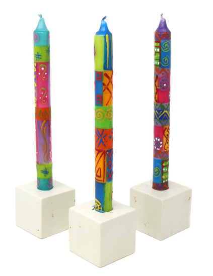 Set of Three Boxed Tall Hand-Painted Candles - Shahida Design - Nobunto
