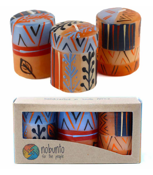 Hand Painted Candles in Uzushi Design (box of three) - Nobunto