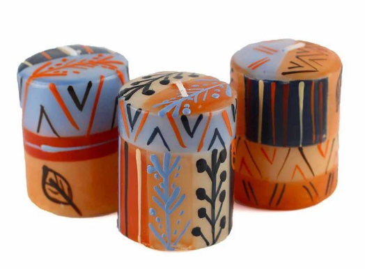 Hand Painted Candles in Uzushi Design (box of three) - Nobunto