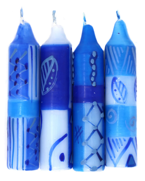 Hand-Painted 4" Dinner or Shabbat Candles, Set of 4 (Feruzi Design)