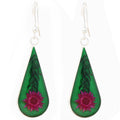 Earrings, Pink Pressed Flower Teardrop Earrings