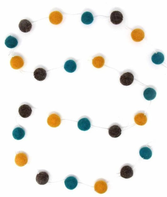Pom Pom Garland - Blue, Gray, Yellow