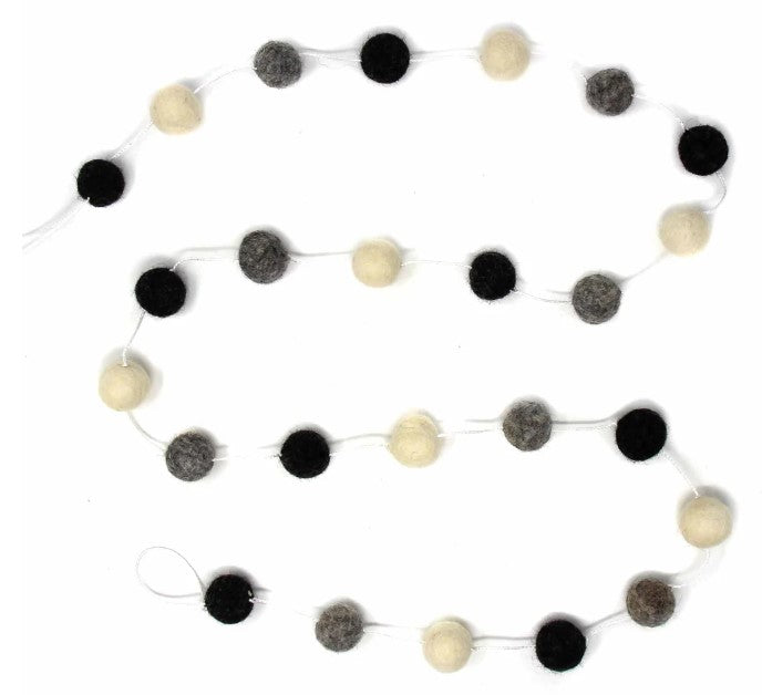 Pom Pom Garland - White, Black, Gray