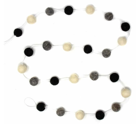 Pom Pom Garland - White, Black, Gray