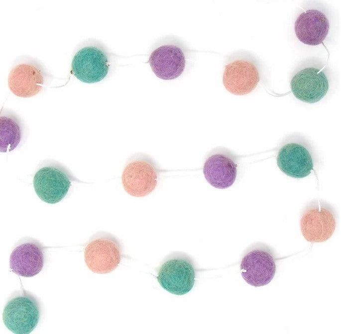 Pom Pom Garland - Pink, Lavender, Turquoise