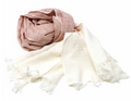 Scarf, Hand-dyed Cotton Scarf, Rust & Cream with Fringe