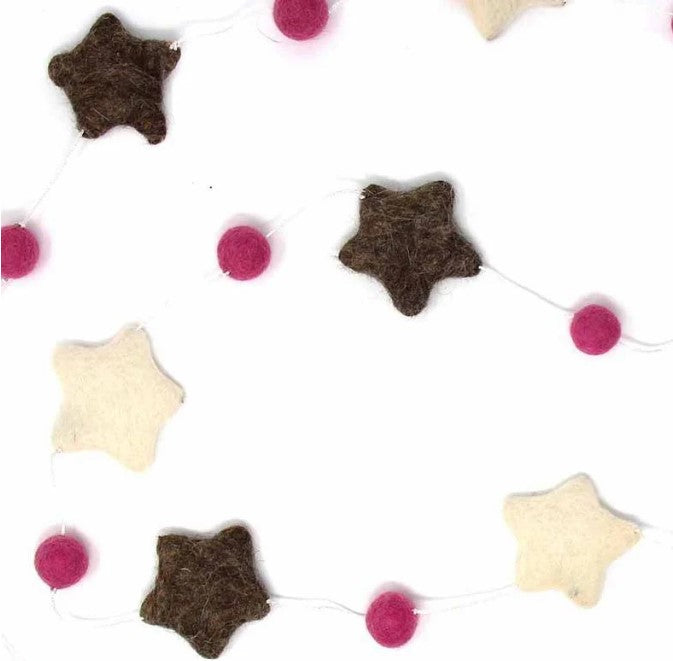 Stars Garland, Grey/Pink