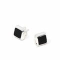 Earrings, Sterling Silver Earrings, Sterling Silver Black Square