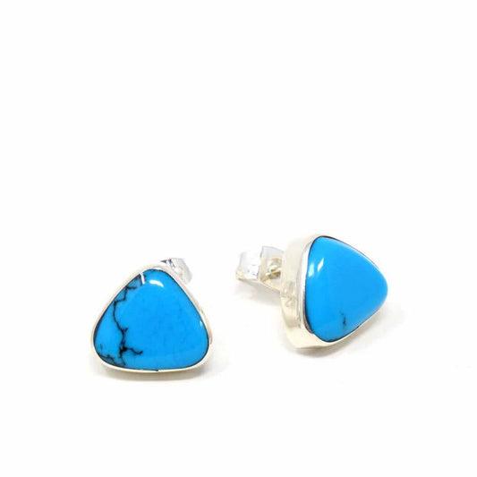 Earrings, Sterling Silver Earrings, Triangle with Turquoise