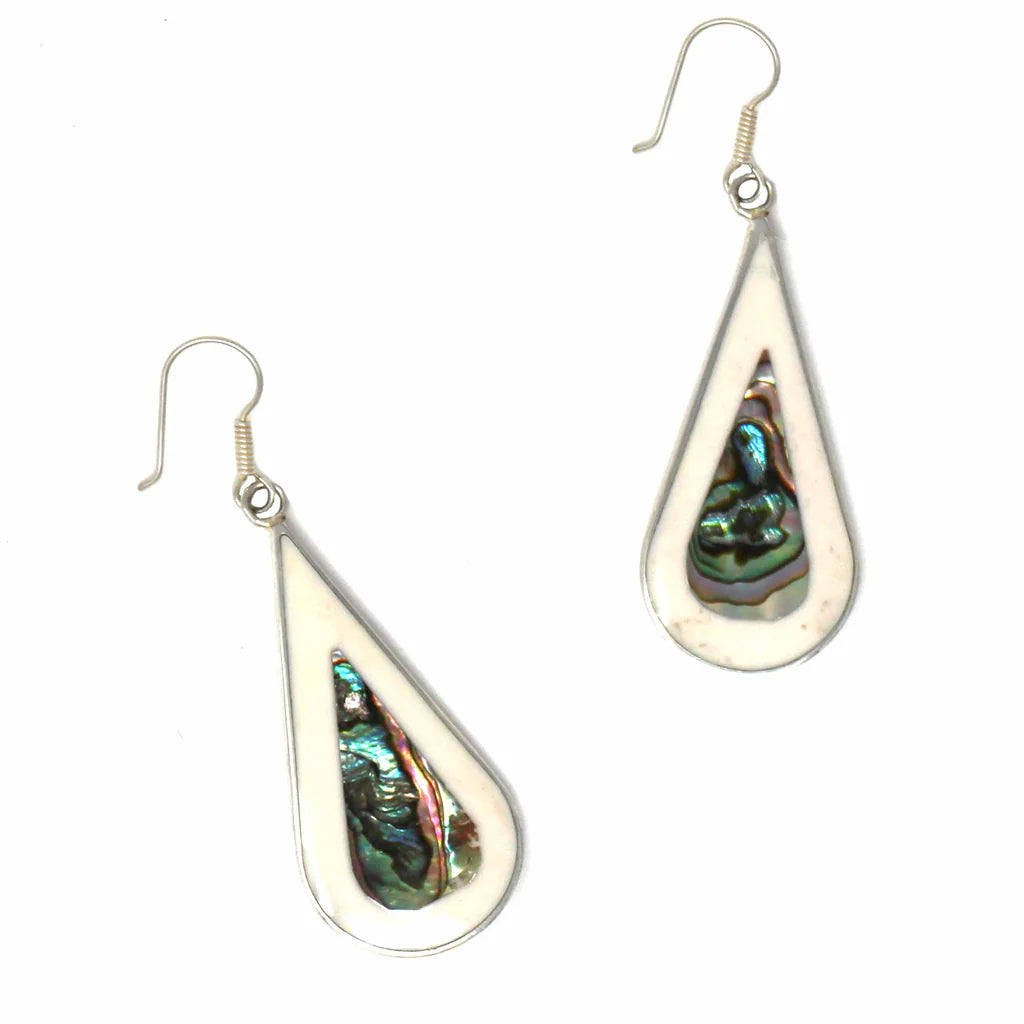 Earrings, Teardrop Abalone and Mother of Pearl Drop Earrings