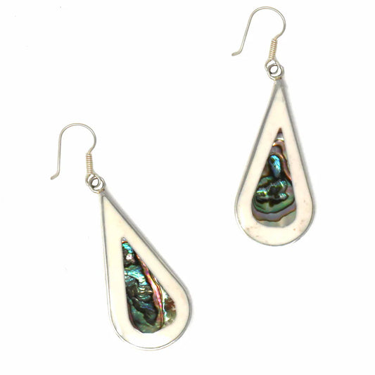 Earrings, Teardrop Abalone and Mother of Pearl Drop Earrings