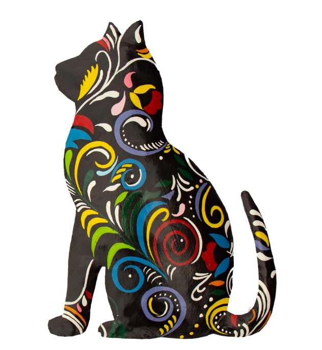 Decor, Thoughtful Kitty Painted Haitian Steel Drum Wall Art, 14.5 inch - Haitian Artisans