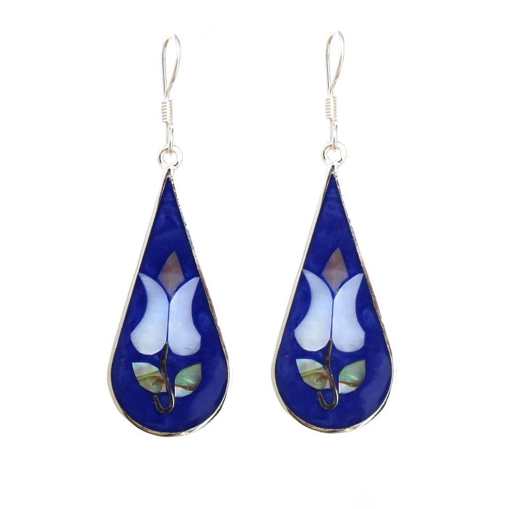 Earrings, Tulip Abalone Teardrop Earrings