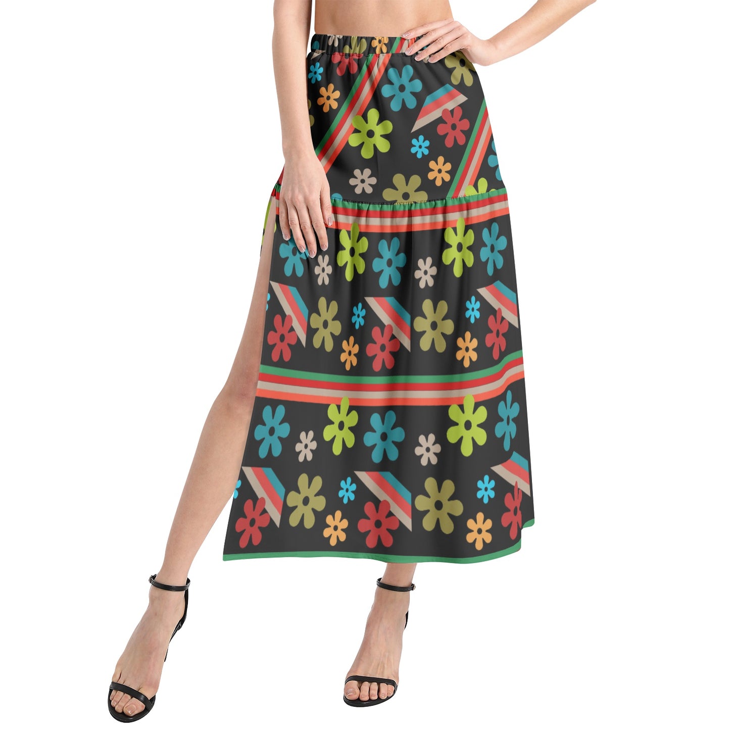 Gallyvant Skirt - Elastic Ruffle Yeah Baby on Black