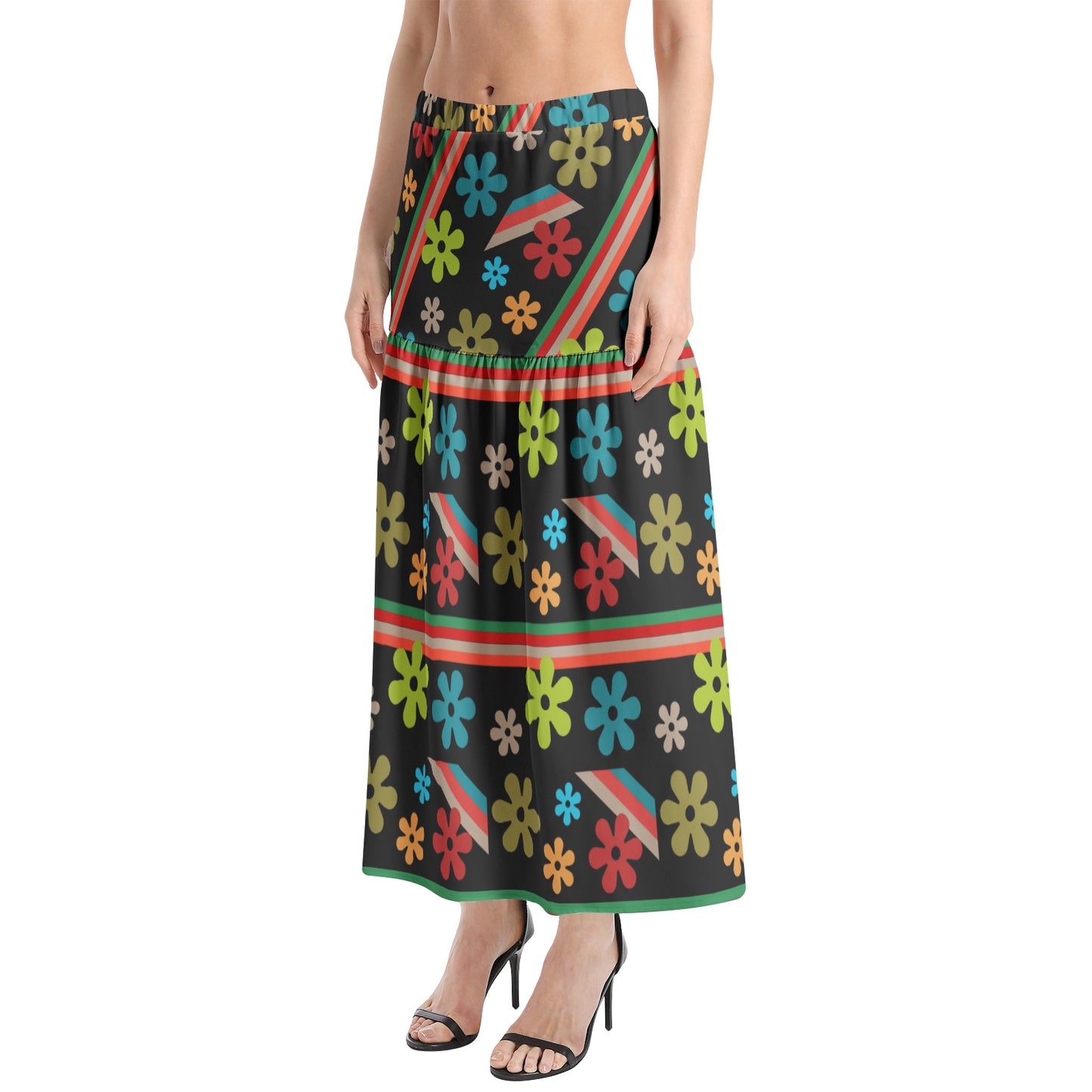 Gallyvant Skirt - Elastic Ruffle Yeah Baby on Black