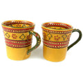 Set of 2 Hand-painted Flared Mugs in Red Handmade and Fair Trade