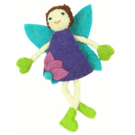 Hand Felted Tooth Fairy Pillow - Brunette with Purple Dress Handmade and Fair Trade