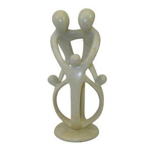 Natural Soapstone Family Sculpture - 2 Parents, 3 Children Handmade and Fair Trade