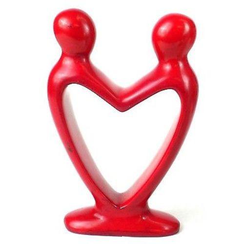 Handcrafted Soapstone Lover's Heart Sculpture in Red Handmade and Fair Trade