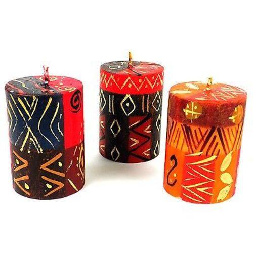 Set of Three Boxed Hand-Painted Candles - Bongazi Design Handmade and Fair Trade