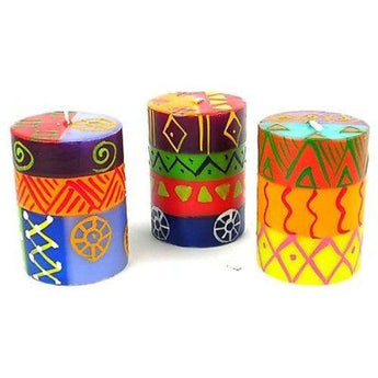 Set of Three Boxed Hand-Painted Candles - Shahida Design Handmade and Fair Trade