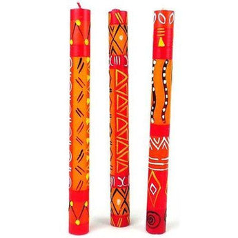 Set of Three Boxed Tall Hand-Painted Candles - Zahabu Design Handmade and Fair Trade