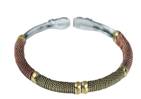 BRACELETS - Set of 12 Copper & Silver Metal Rope Twist Bracelets *SPECIAL BUY*