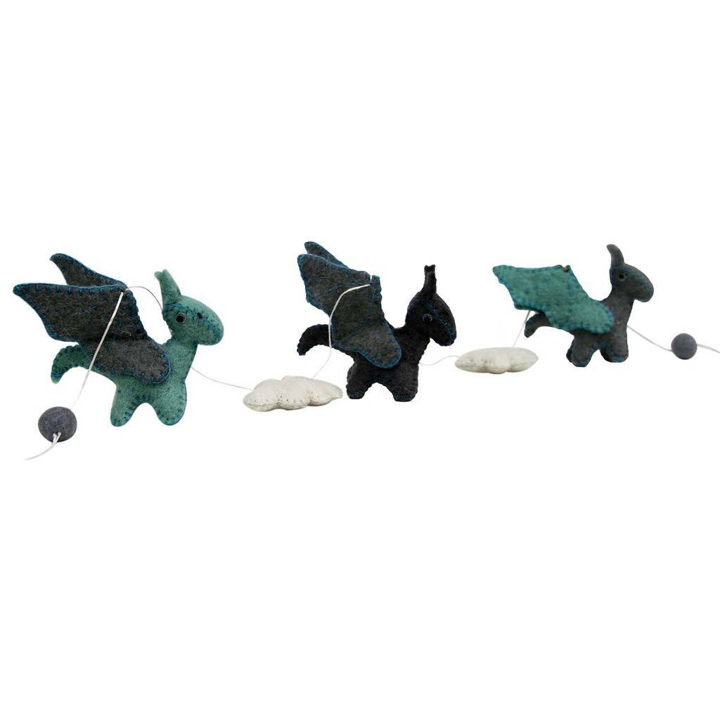 Felt Dragon Garland - Blue Colors