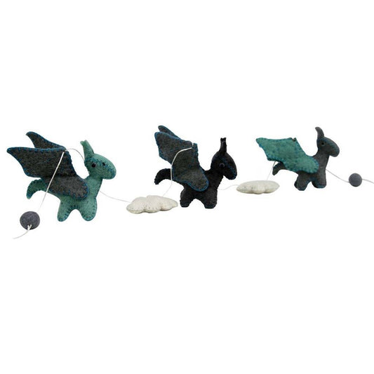 Felt Dragon Garland - Blue Colors